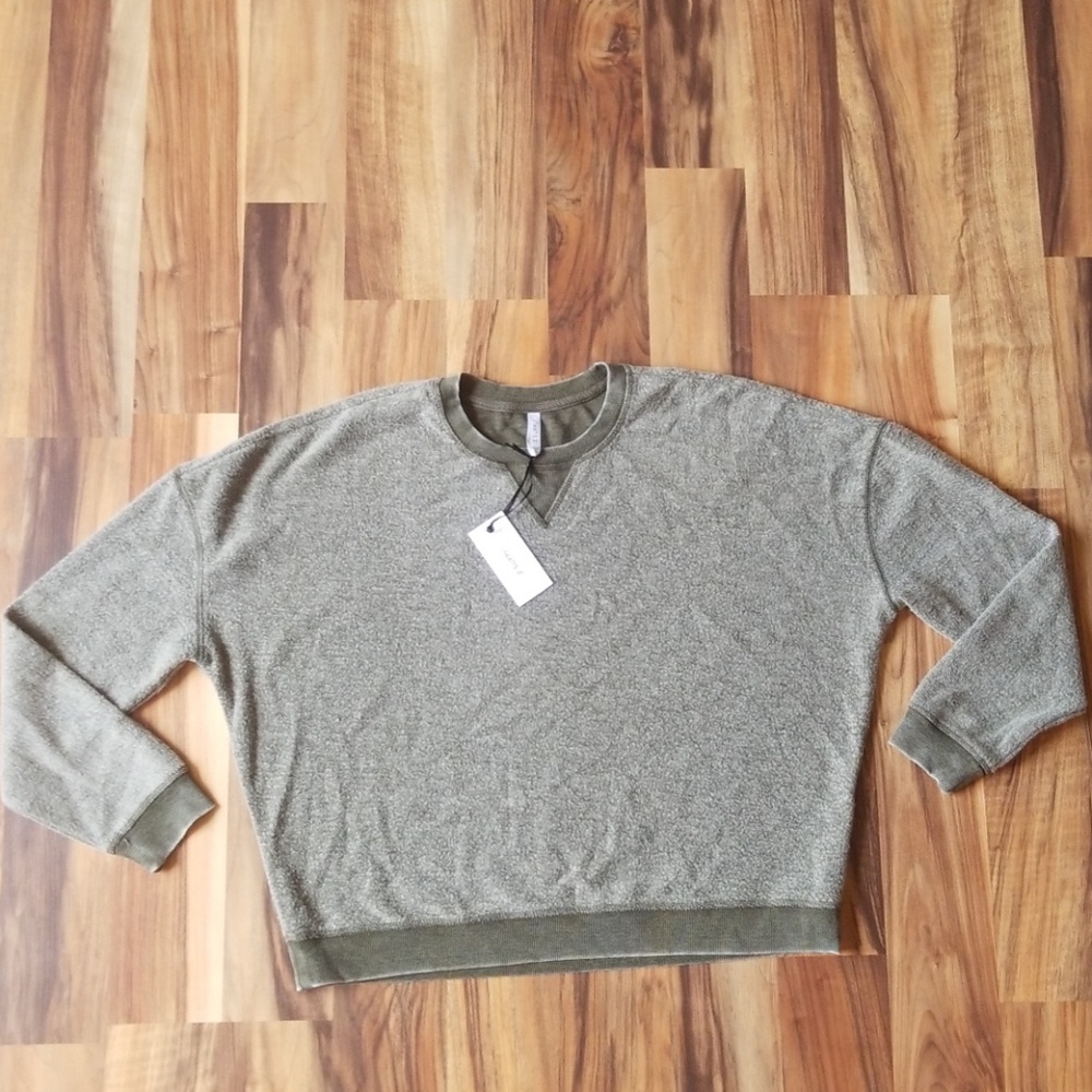 Z SUPPLY - Green ‘Inside Out’ Cropped Sweatshirt - Small